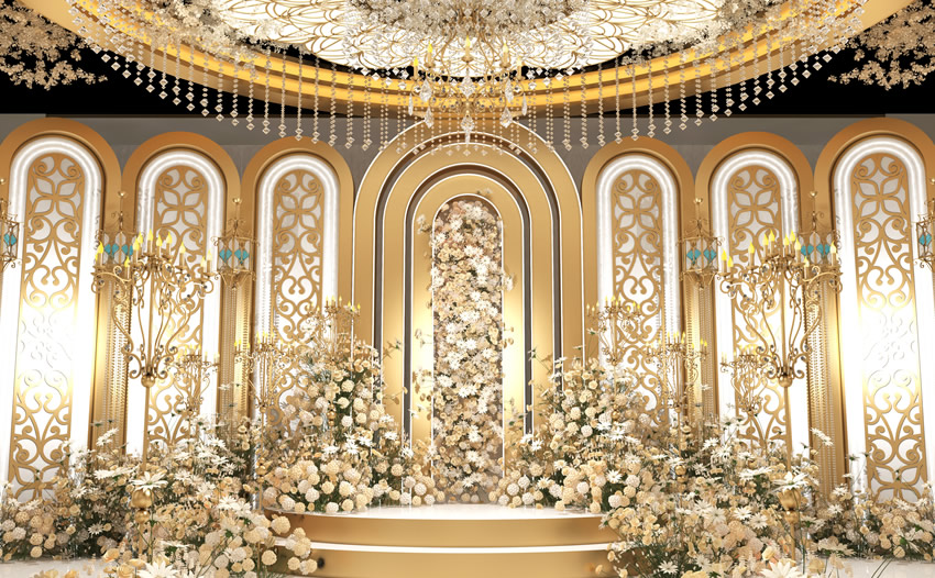 广南香槟色调婚礼堂效果展示